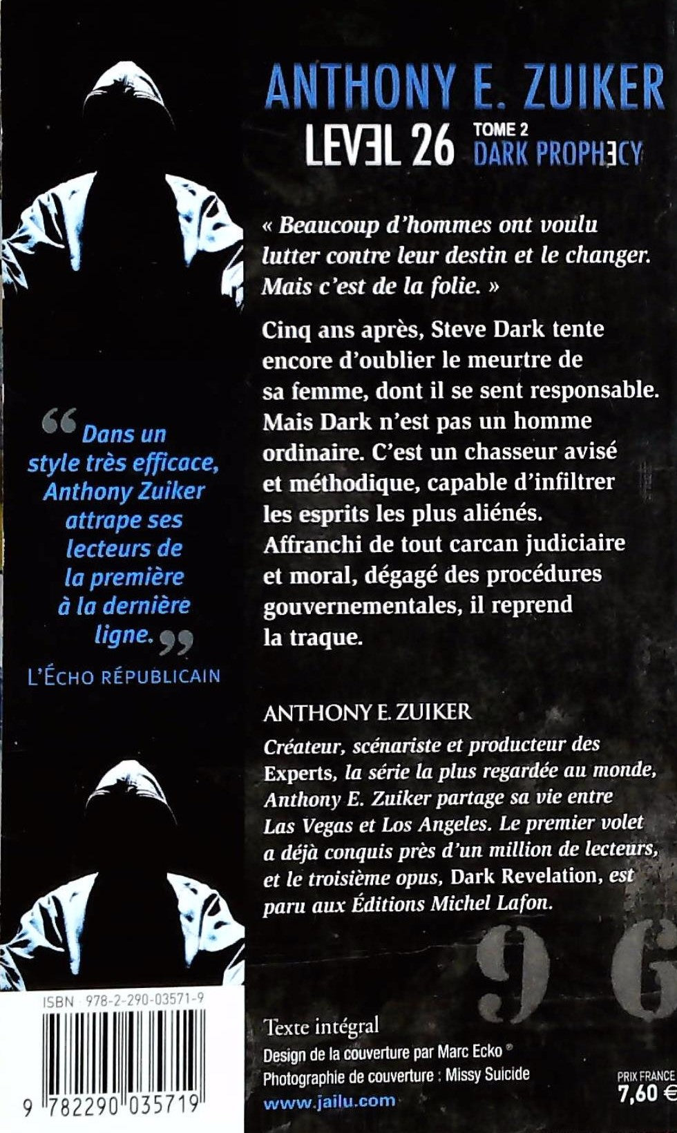Livre Dark Prophecy (FR) # 2 : Level 26 (Anthony E. Zuiker) (Livre d'occasion) - ISBN 2290035718