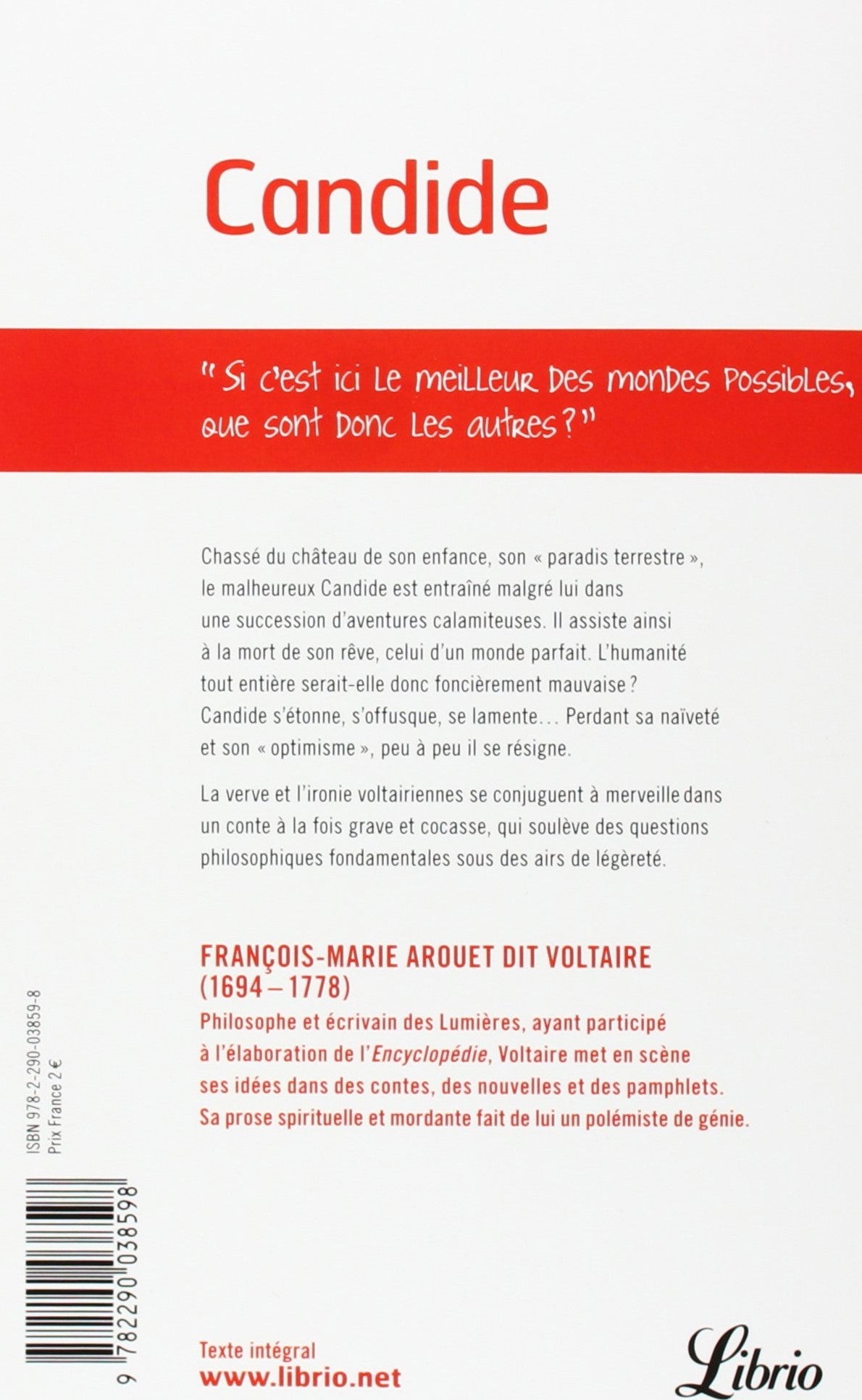 Livre Candide ou l'Optimisme - Voltaire (Livre d'occasion) - ISBN 2290038598