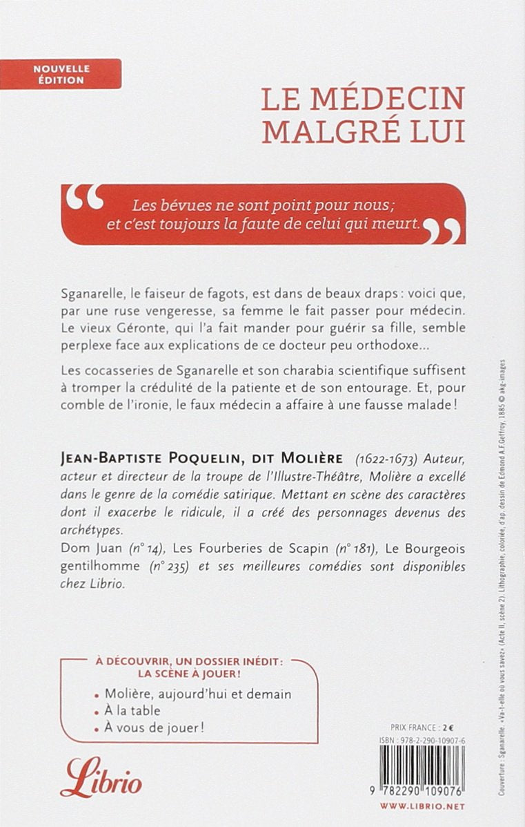 Livre Le médecin malgré lui - Molière (Livre d'occasion) - ISBN 229010907X