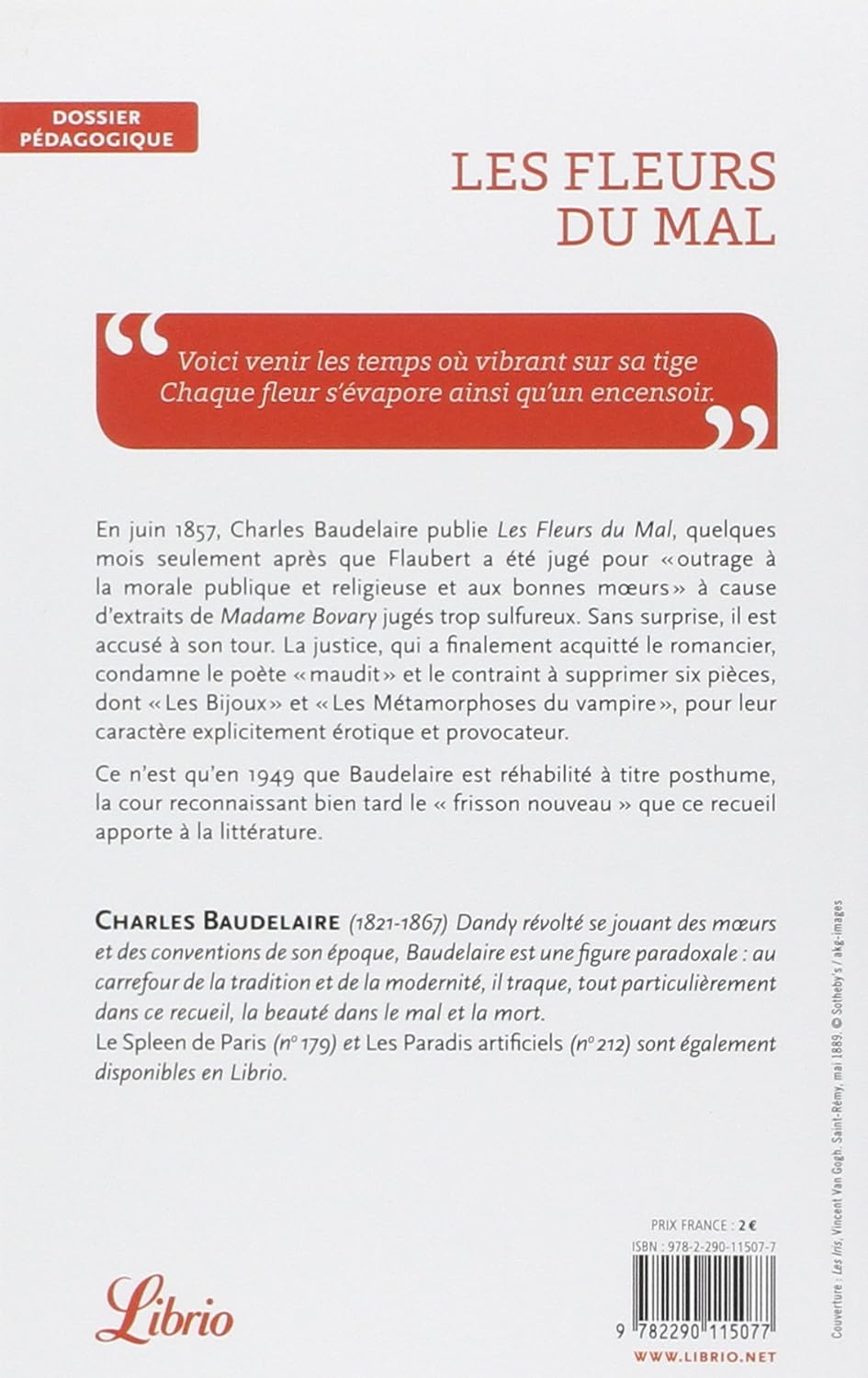 Livre Les fleurs du mal - Charles Baudelaire (Livre d'occasion) - ISBN 229011507X