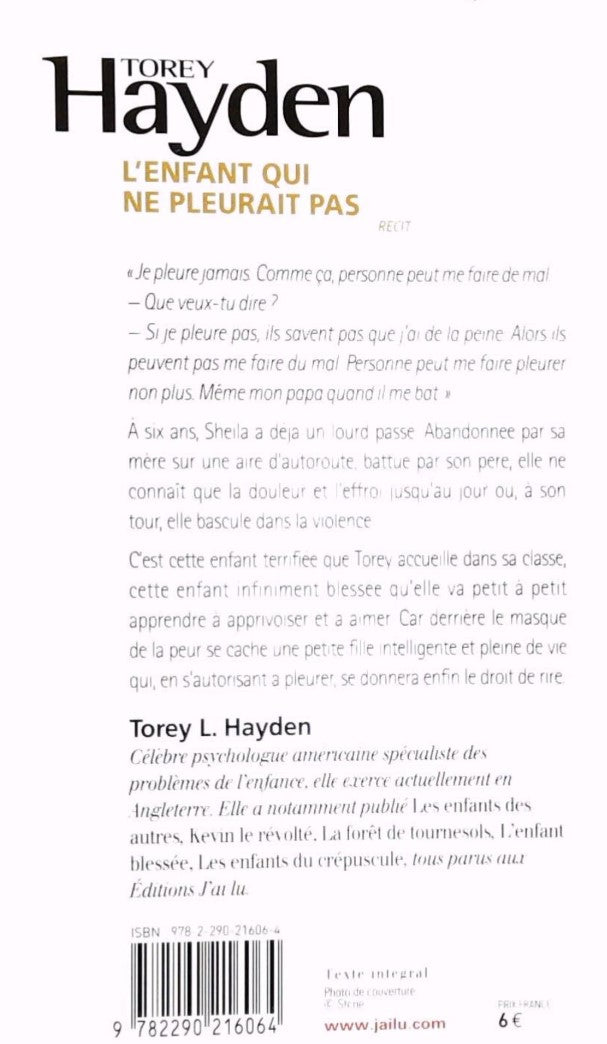 Livre L'enfant qui ne pleurait pas (Torey Hayden) (Livre d'occasion) - ISBN 2290216062