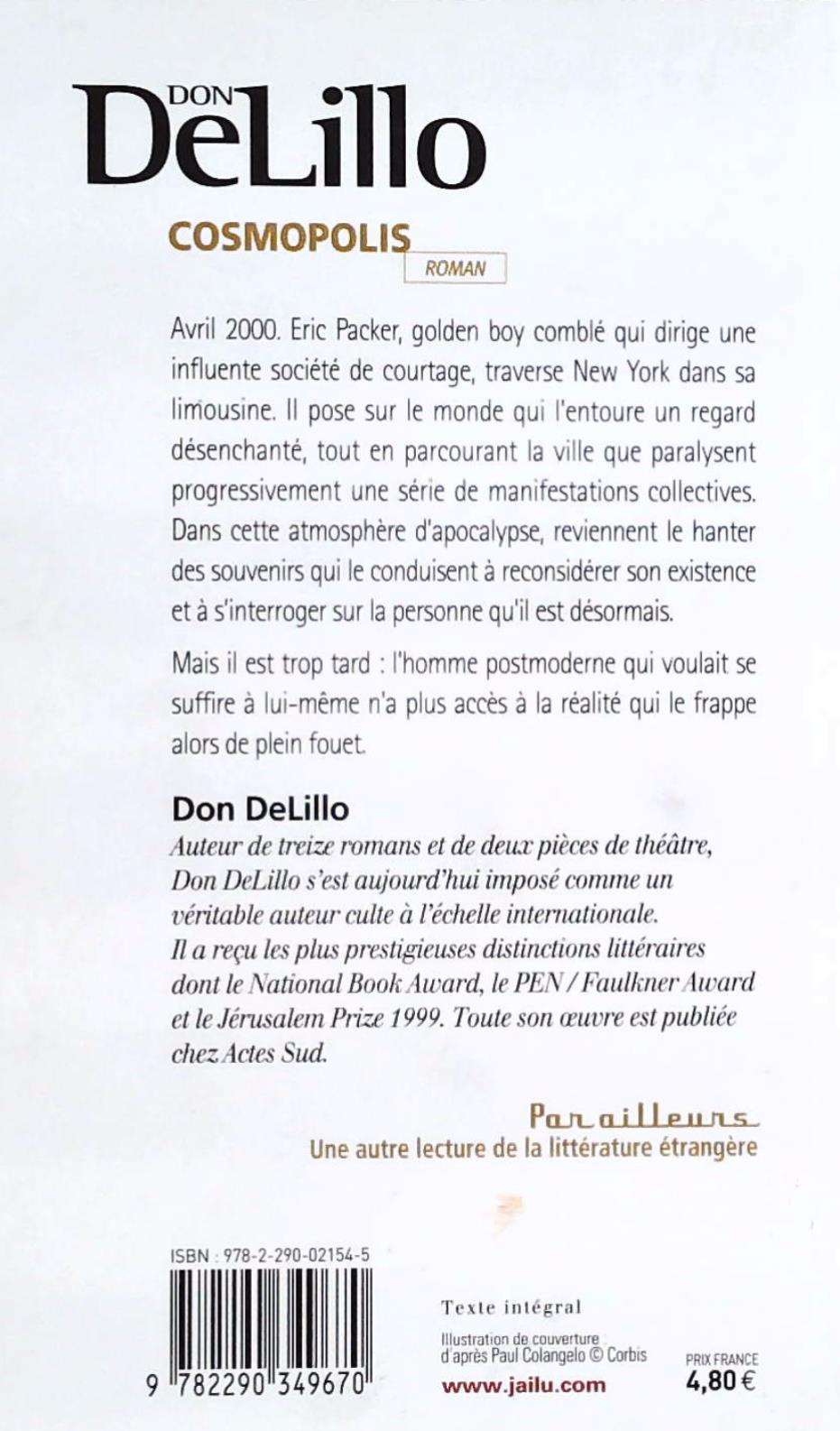 Livre Cosmopolis - Don Delillo (Livre d'occasion)