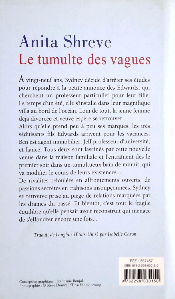 Livre Le tumulte des vagues - Anita Shreve (Livre d'occasion) - ISBN 2298030154