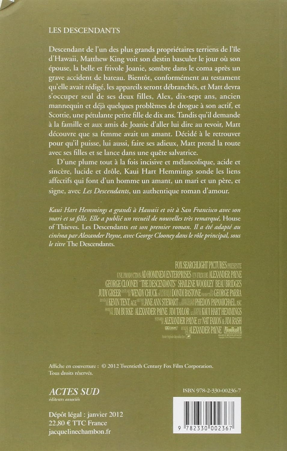 Livre Les descendants - Kaui Hart Hemmings (Livre d'occasion) - ISBN 233000236X