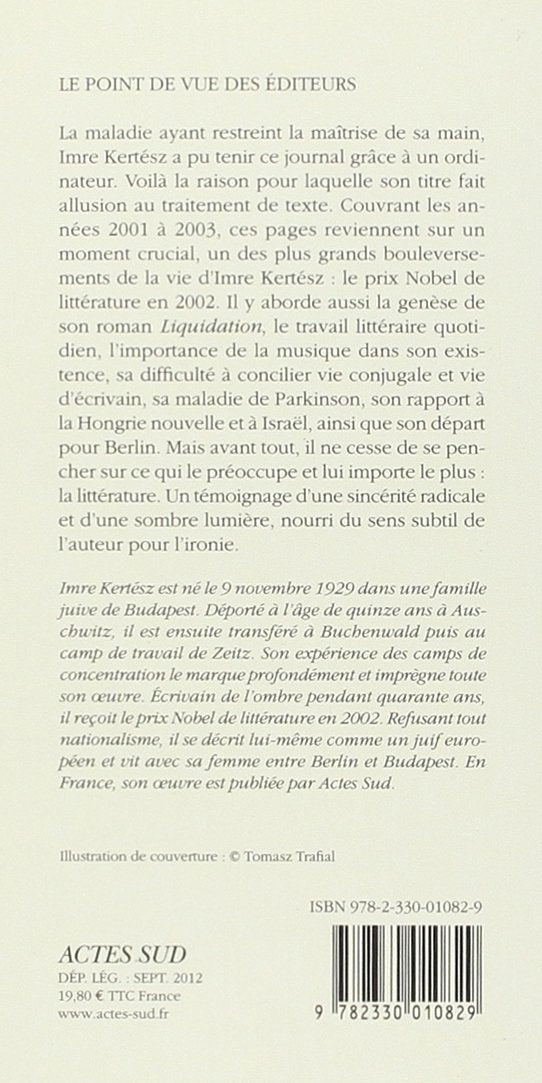 Livre Sauvegarde: Journal 2001-2003 - Imre Kertész (Livre neuf) - ISBN 2330010826