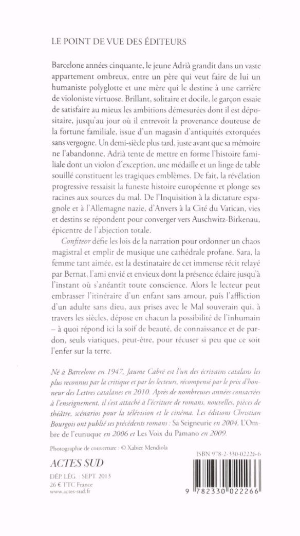 Livre Confiteor - Jaume Jabré (Livre d'occasion) - ISBN 2330022263