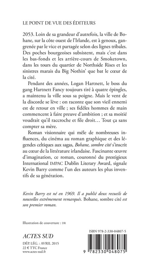 Livre Bohane, sombre cité - Kevin Barry (Livre d'occasion) - ISBN 2330048076