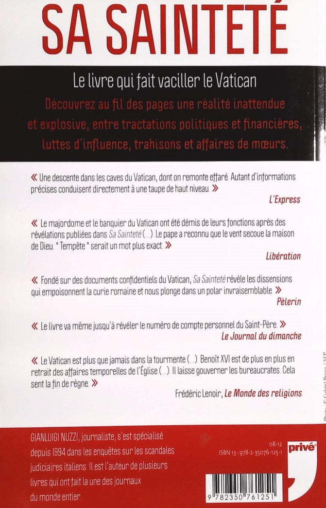 Livre Sa Sainteté. Scandale au Vatican: Les documents secrets de Benoît XVI (Gianluigi Nuzzi)...