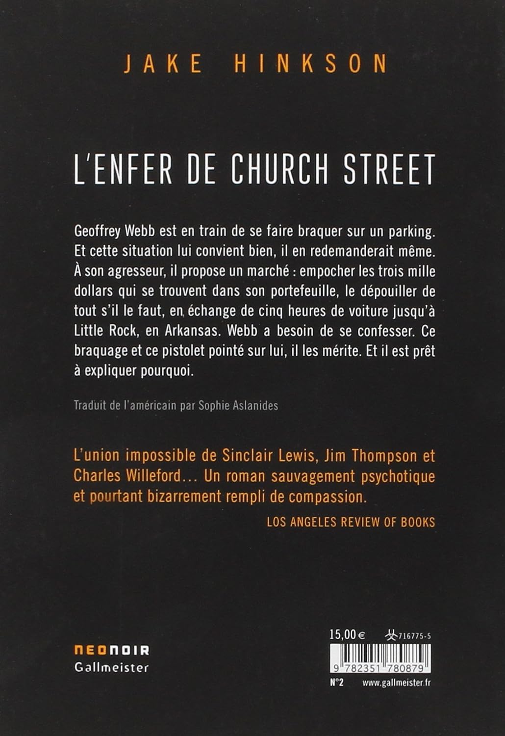 Livre L'enfer de Church Street - Jake Hinkson (Livre d'occasion) - ISBN 2351780876