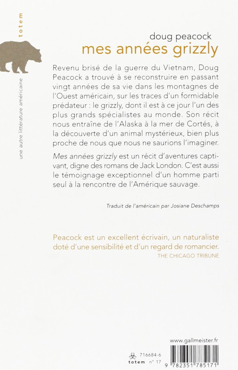 Livre Mes années grizzly - Doug Peacock (Livre d'occasion) - ISBN 2351785177