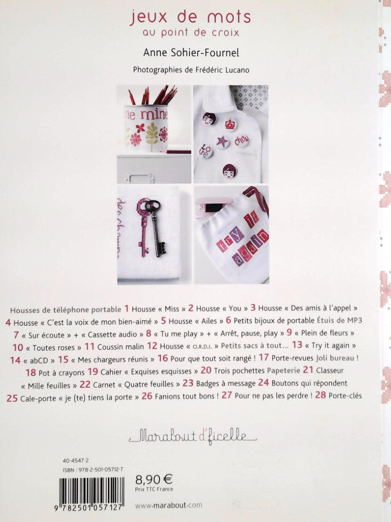 Livre Jeux de mots au point de croix - Anne Sohier-Fournel (Livre neuf) - ISBN 2501057120