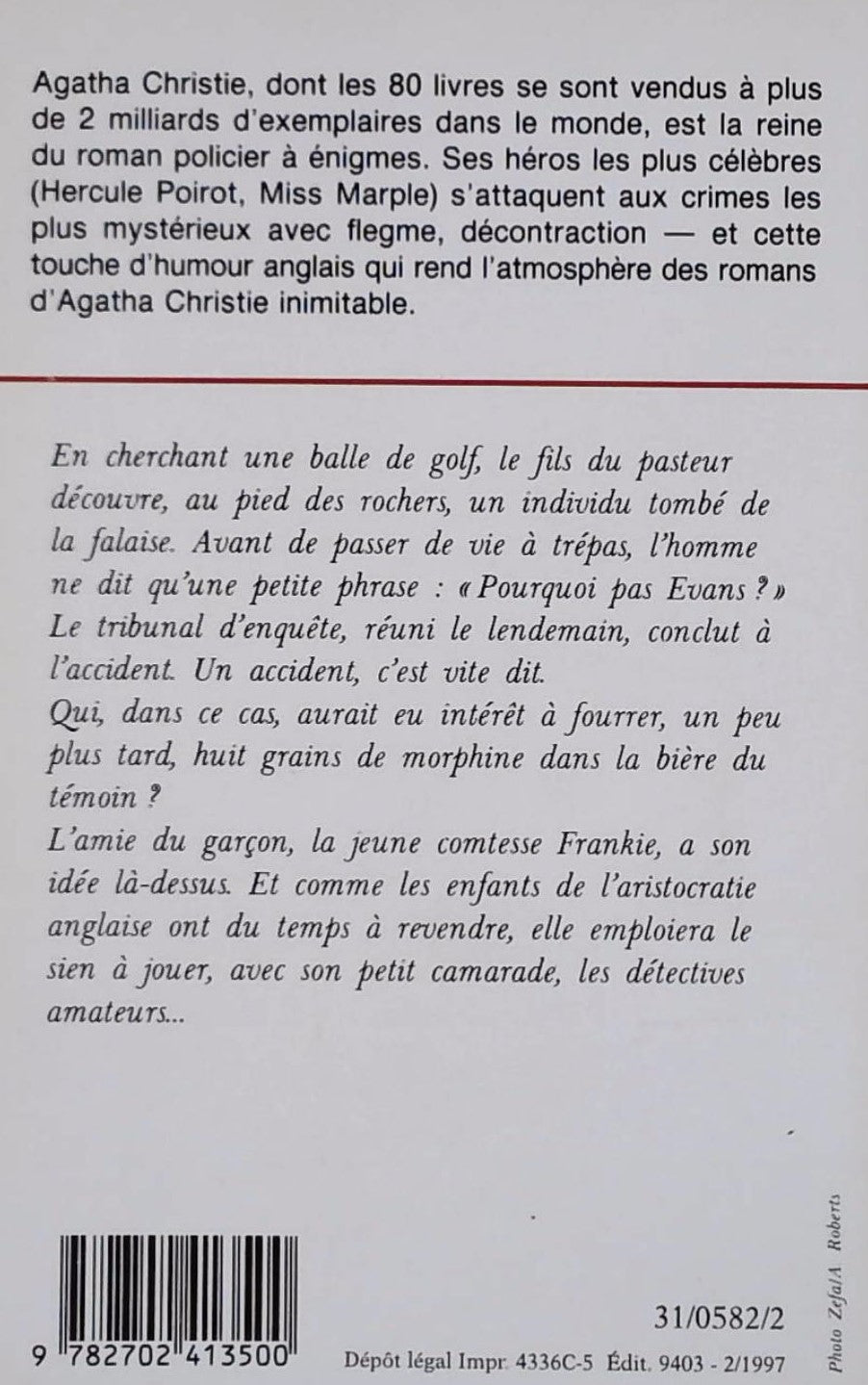 Livre Pourquoi pas Evans? (Agatha Christie) (Livre d'occasion) - ISBN 2702413501