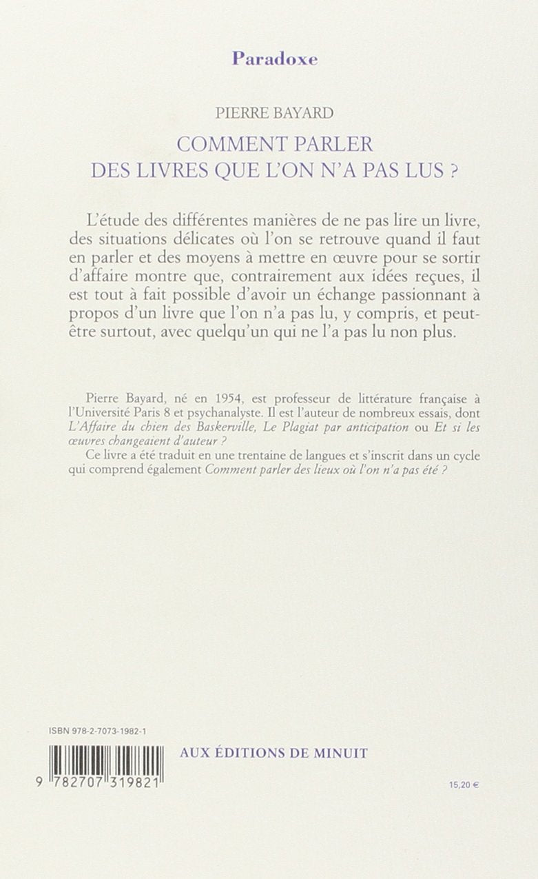 Comment parler des livres que l'on n'a pas lus (Pierre Bayard)