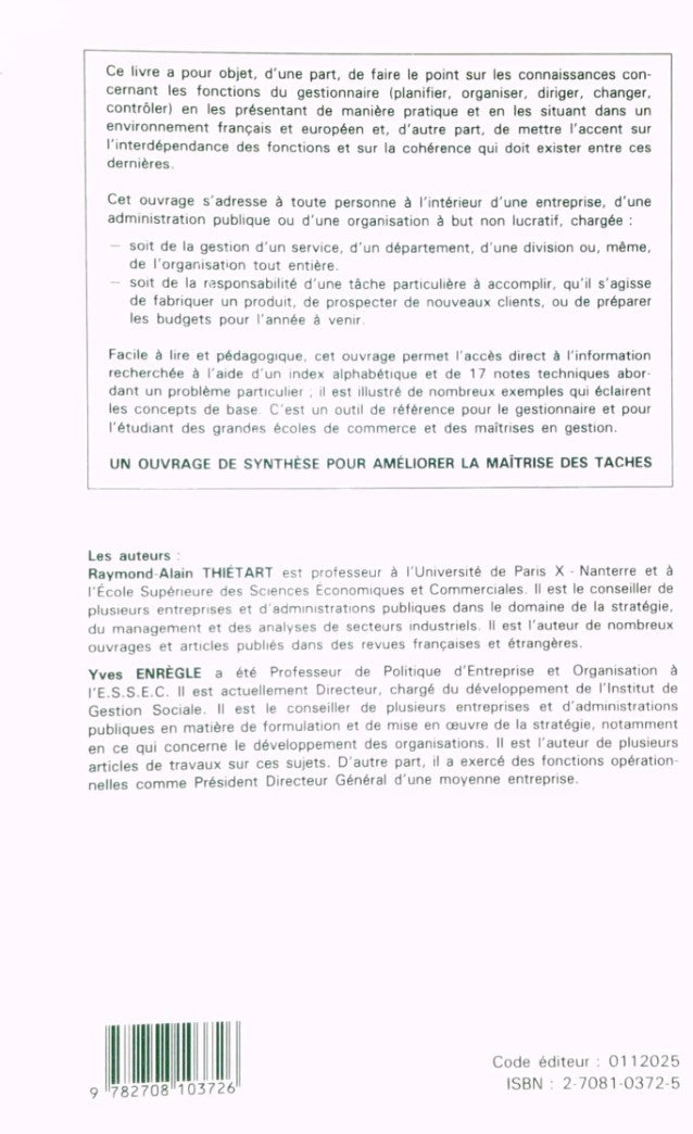 Livre Précis de direction et de gestion - Yves Enrègle (Livre d'occasion) - ISBN 2708103725