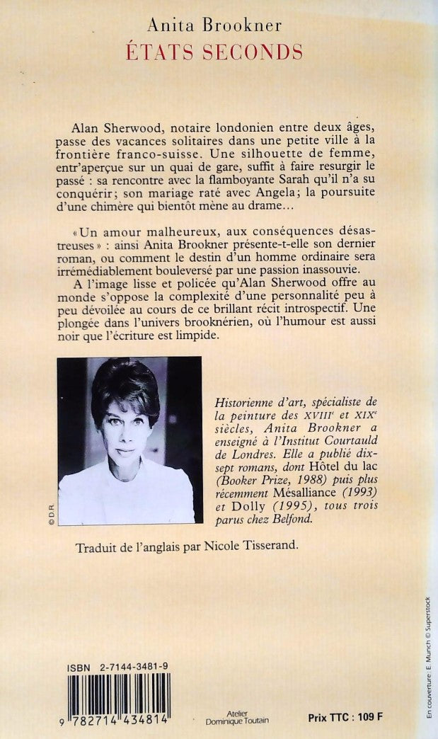 Livre États seconds - Anita Brookner (Livre d'occasion) - ISBN 2714434819