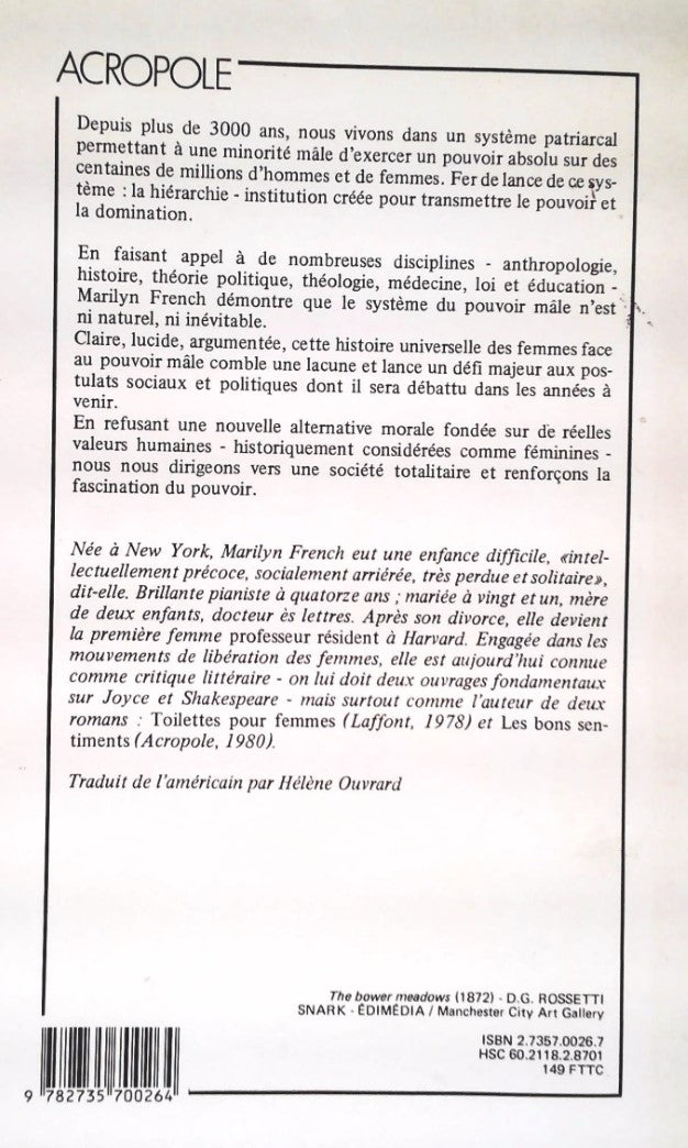 Livre La fascination du pouvoir - Marilyn French (Livre d'occasion) - ISBN 2735700267