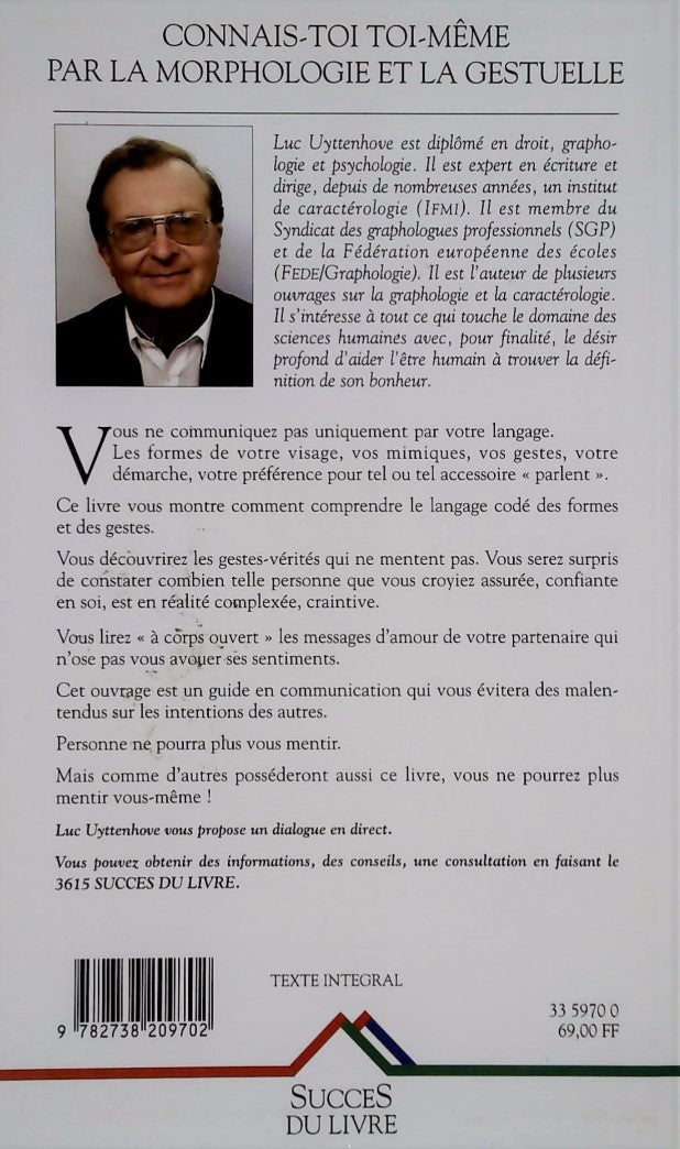 Livre Connais-toi toi-même par la morphologie et la gestuelle - Luc Uyttenhove (Livre d'occasion)...