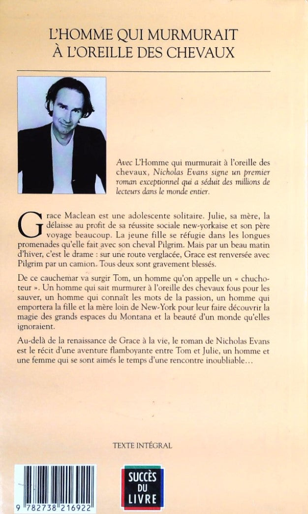 Livre L'homme qui murmurait à l'oreille des chevaux - Nicholas Evan (Livre d'occasion) - ISBN 273...