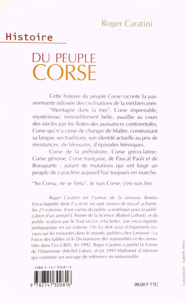 Livre Histoire du peuple corse - Roger Caratini (Livre d'occasion) - ISBN 274130081X