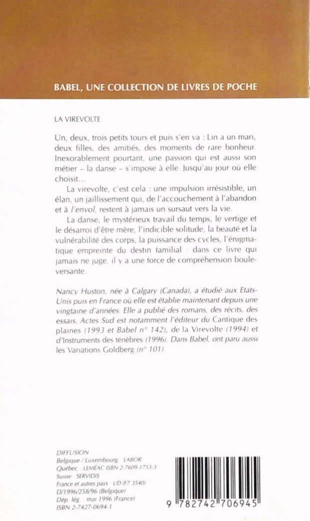 Livre La virevolte - Nancy Huston (Livre d'occasion) - ISBN 2742706941
