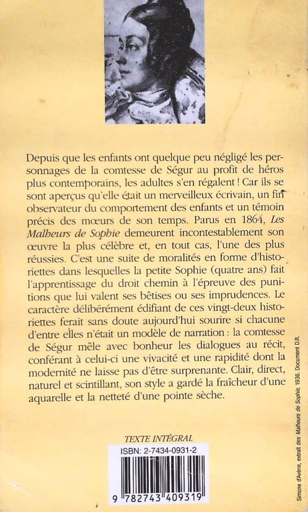 Livre Les malheurs de Sophie - Comtesse de Ségur (Livre d'occasion) - ISBN 2743409312