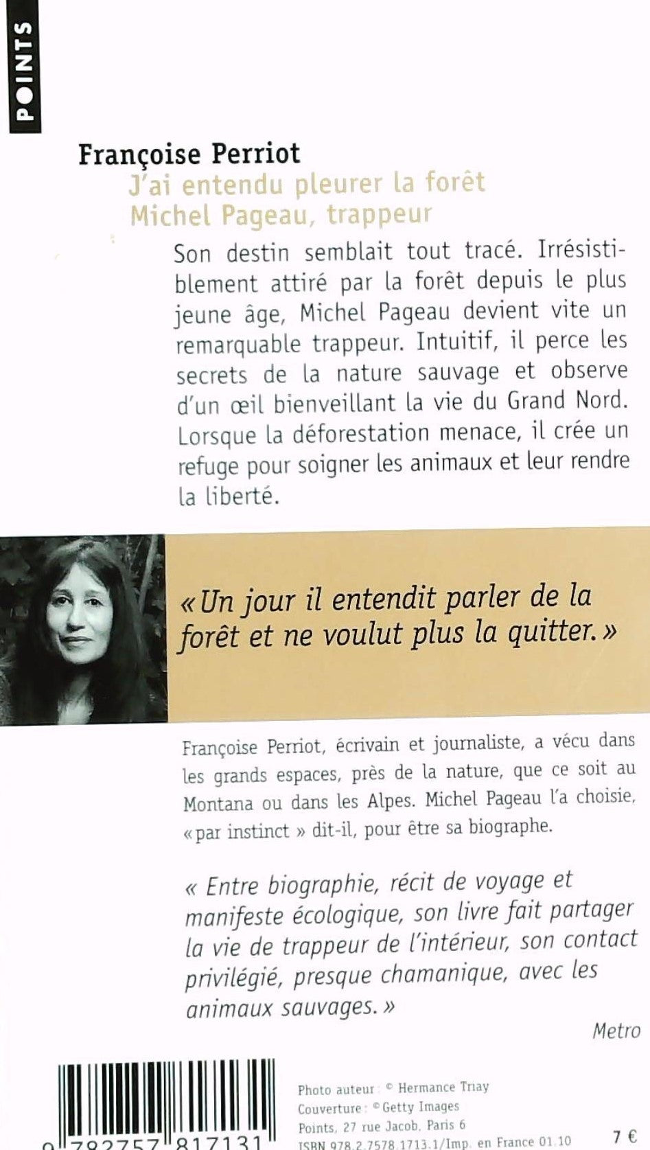 Livre J'ai entendu pleurer la forêt - Françoise Perriot (Livre d'occasion)