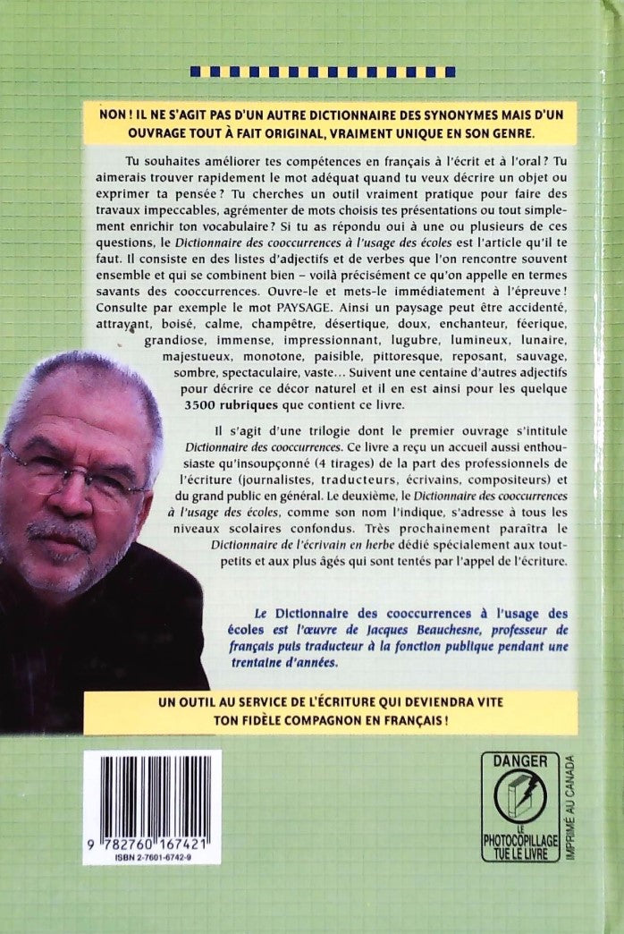Livre Dictionnaire des cooccurences à l'usage des écoles (Jacques Beauchesne) (Livre d'occasion)...