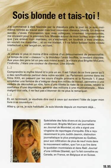 Livre Sois blonde et tais-toi ! - Brigitte Mccann, (Livre d'occasion) - ISBN 2760410390