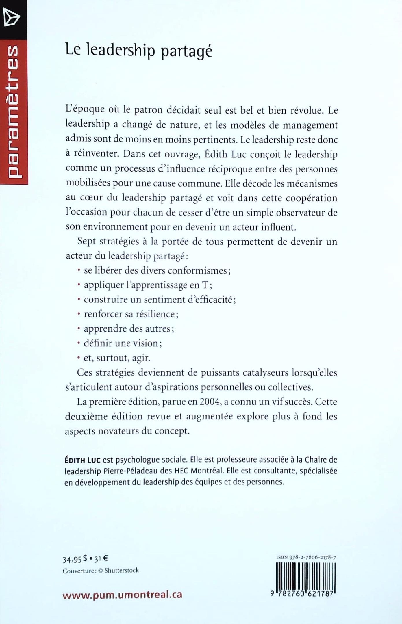 Livre Le leadership partagé - Édith Luc (Livre d'occasion) - ISBN 2760621782