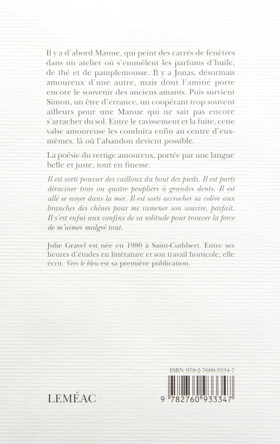 Livre Vers le bleu - Julie Gravel (Livre d'occasion) - ISBN 2760933342