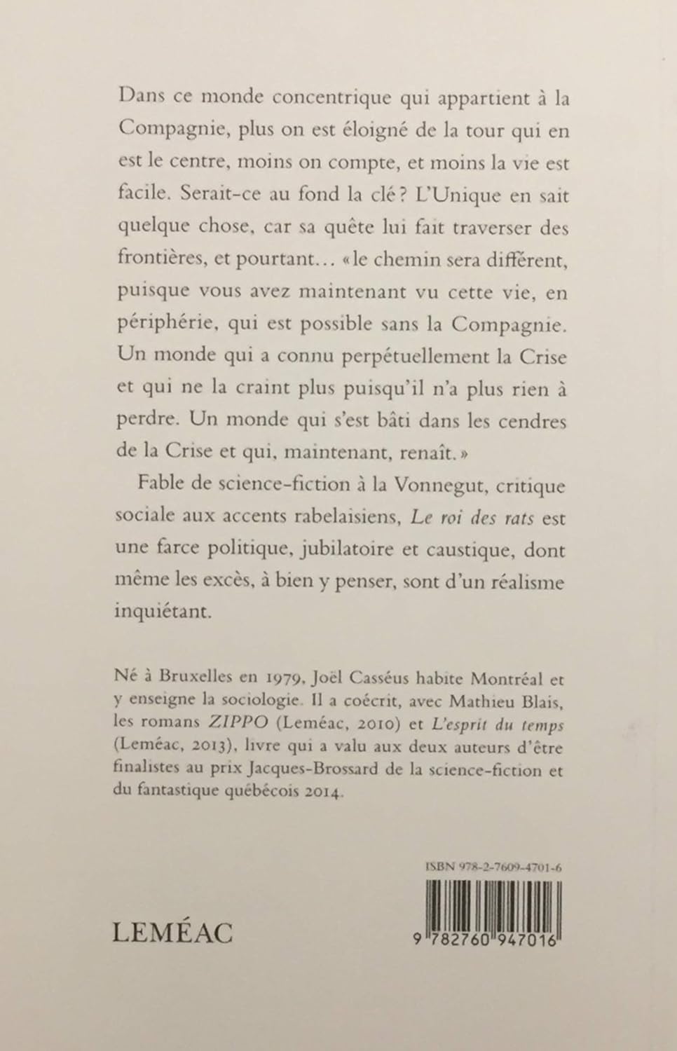 Livre Le roi des rats - Joël Casséus (Livre neuf) - ISBN 2760947017
