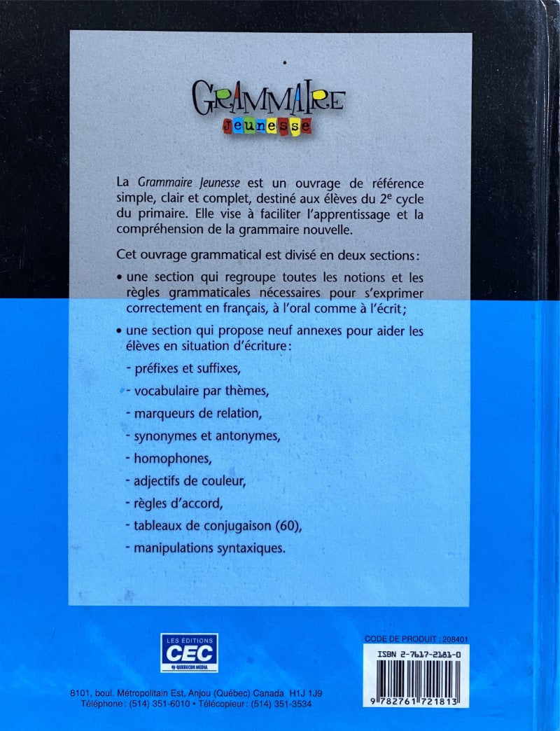 Grammaire jeunesse (2e Cycle du primaire) (Myriam Laporte)