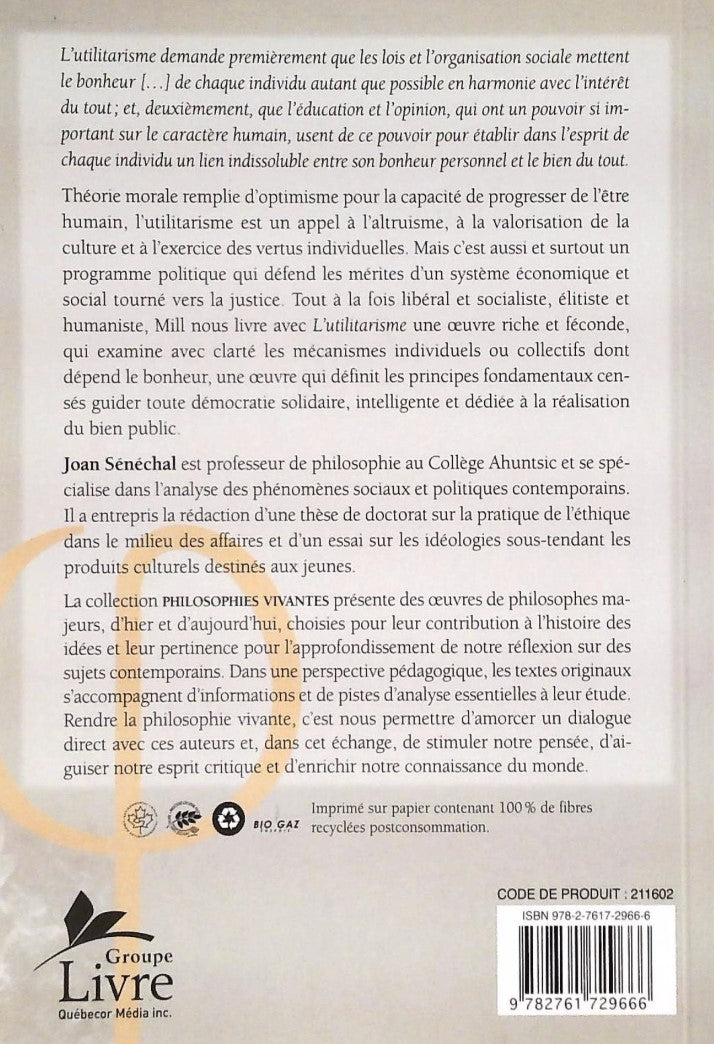 Livre L'utilitarisme - Mill (Livre d'occasion)