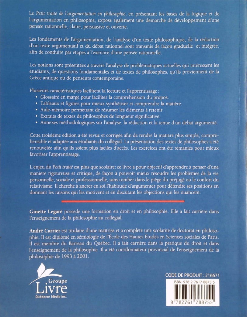 Petit traité de l'argumentation en philosophie (Ginette Légaré)