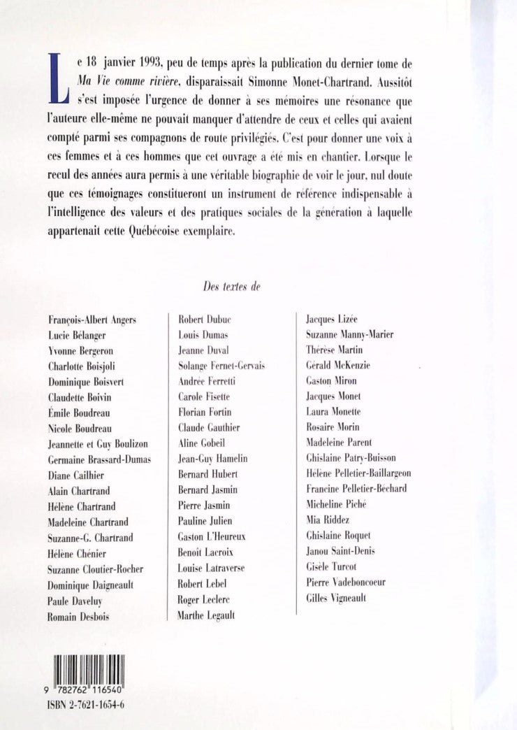 Un héritage et des projets (Simonne Monet Chartrand)