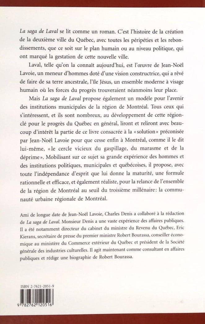 Livre La saga de Laval - Jean-Noël Lavoie (Livre d'occasion) - ISBN 2762120519