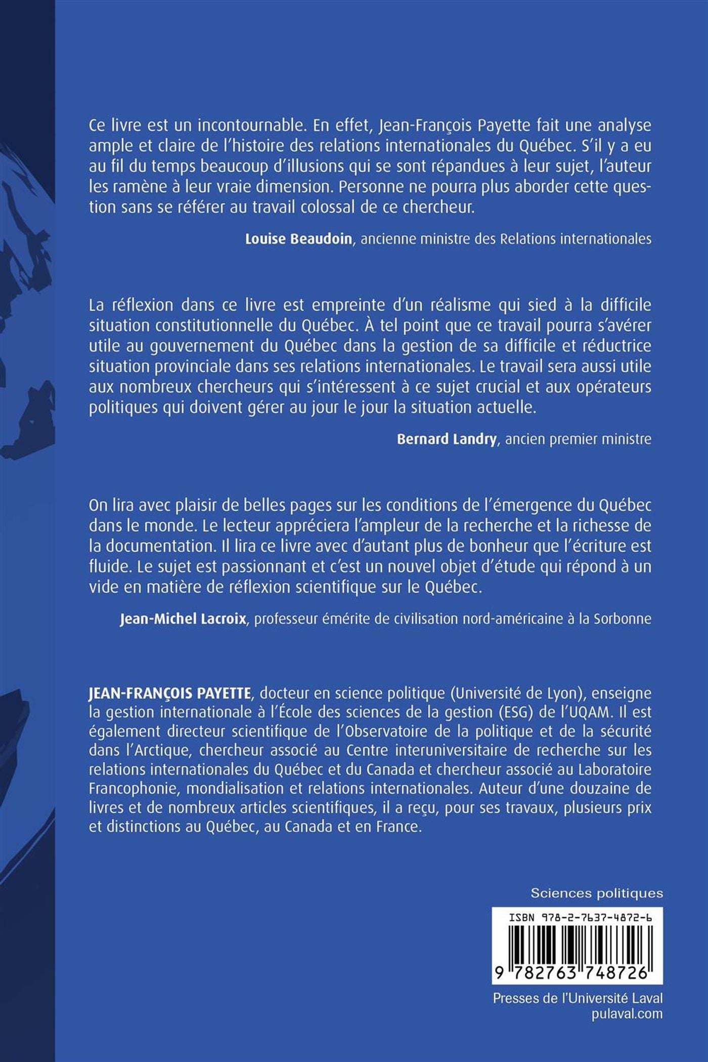 Livre Politique étrangère du Québec : Entre mythe et réalité - Jean-Françôis Payette (Livre neuf)