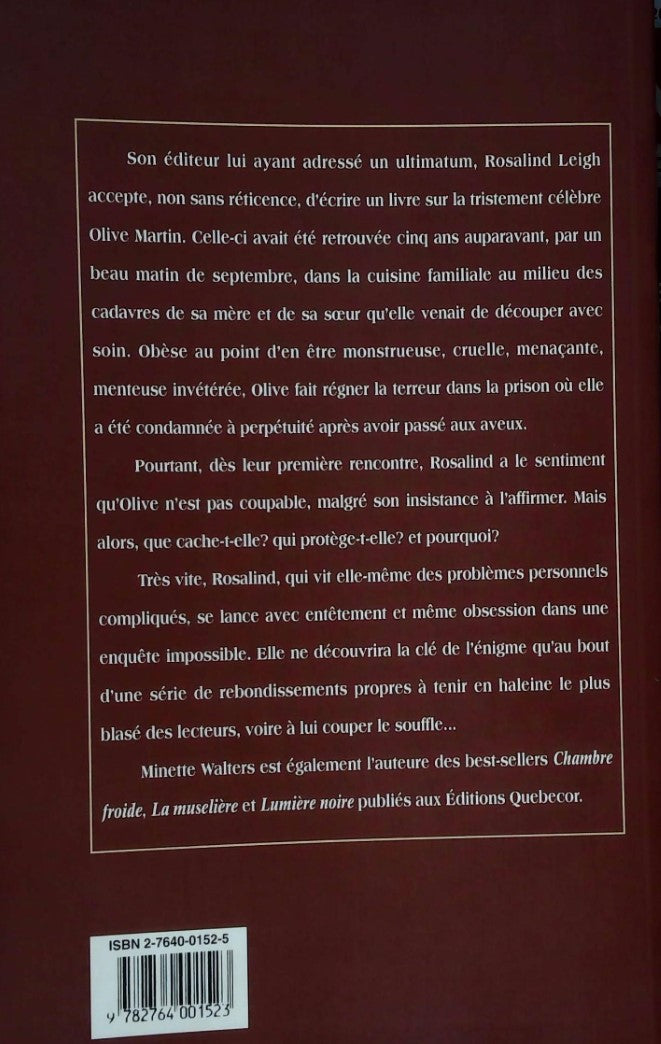 Livre Cuisine sanglante (Minette Walters) (Livre d'occasion) - ISBN 2764001525
