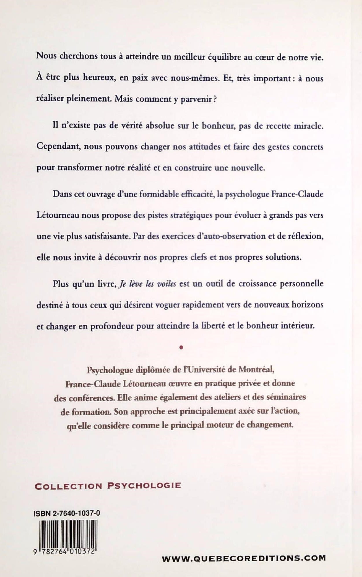 Livre Je lève les voiles: Guide pratique vers un mieux-être - France-Claude Létourneau (Livre d'o...