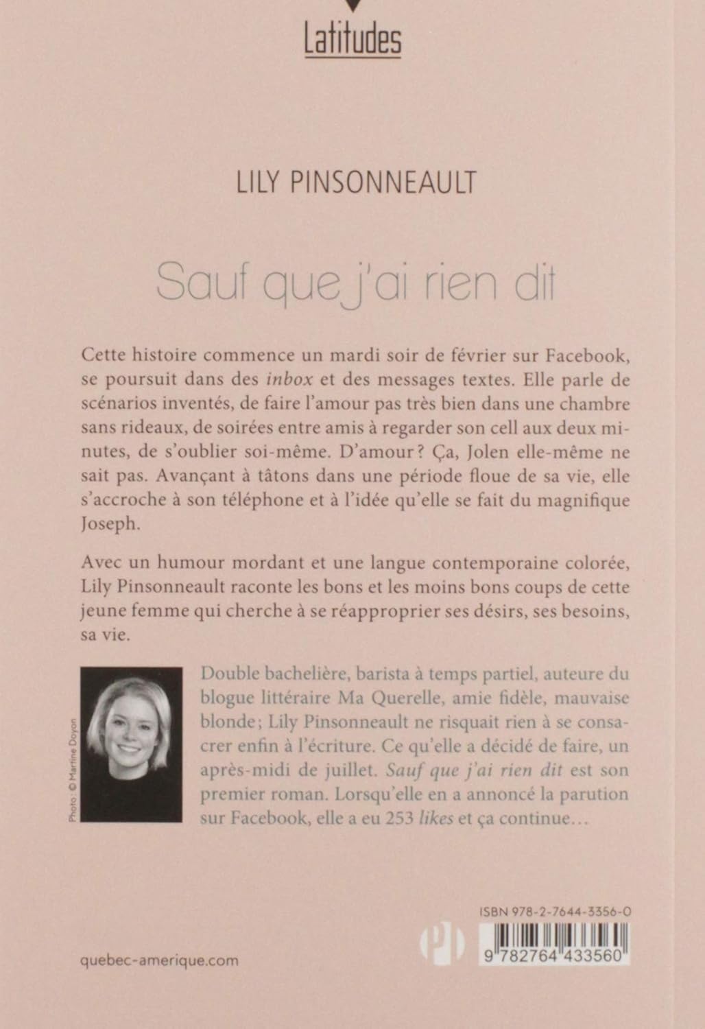 Livre Sauf que j'ai rien dit - Lily Pinsonneault (Livre d'occasion) - ISBN 2764433565