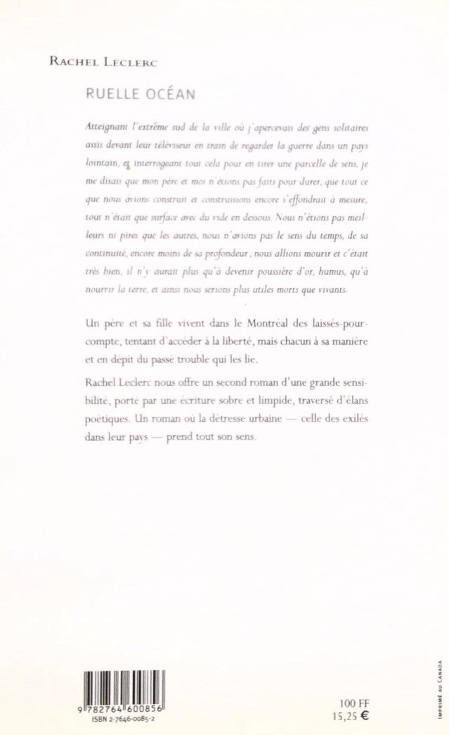 Livre Ruelle Océan - Rachel Leclerc (Livre d'occasion) - ISBN 2764600852