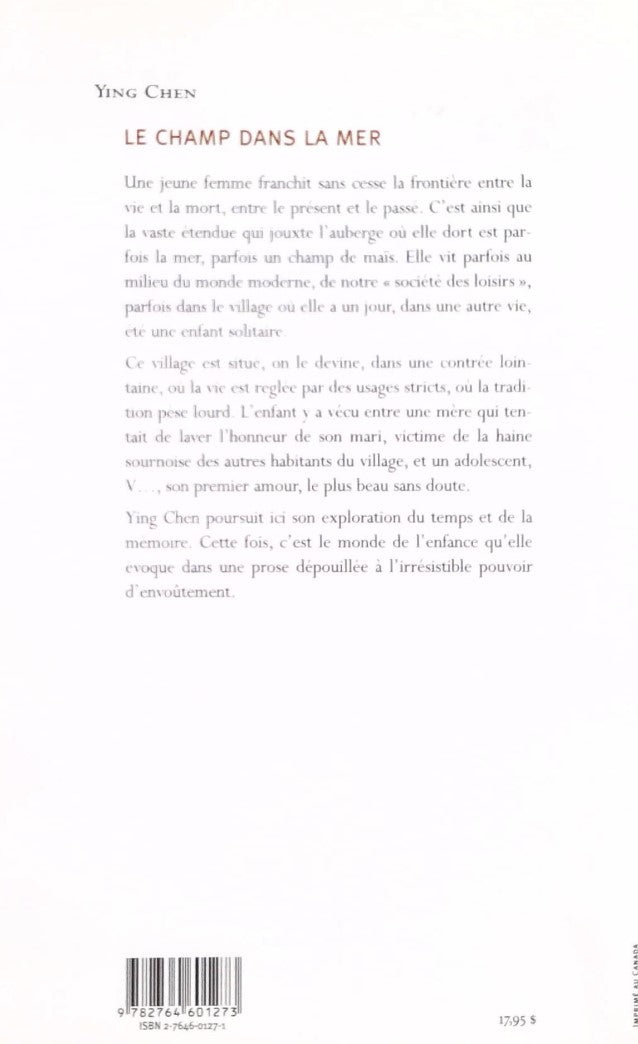 Livre Le champ dans la mer - Ying Chen (Livre d'occasion) - ISBN 2764601271