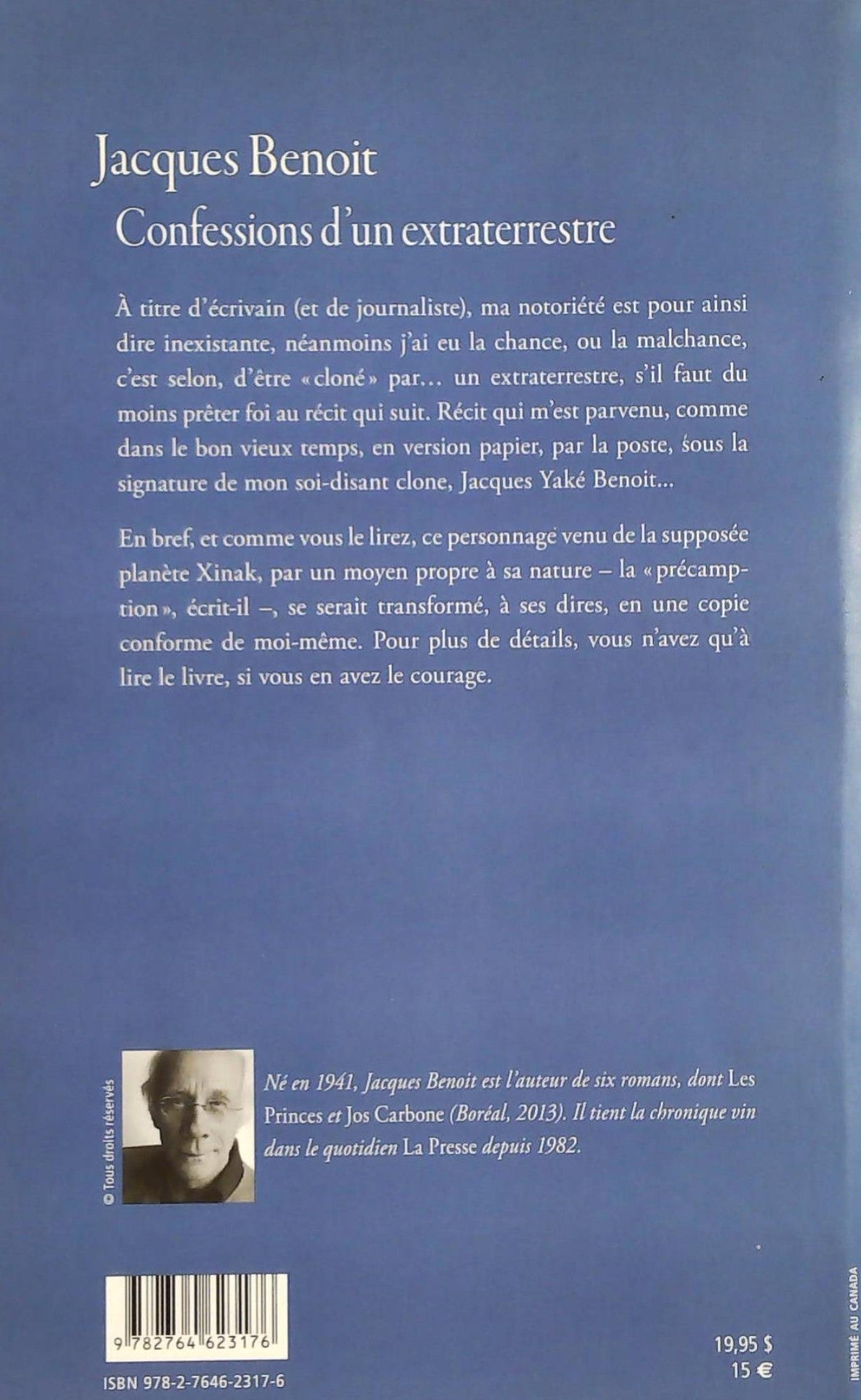 Livre Confessoins d'un extraterrestre - Jacques Benoit (Livre d'occasion)