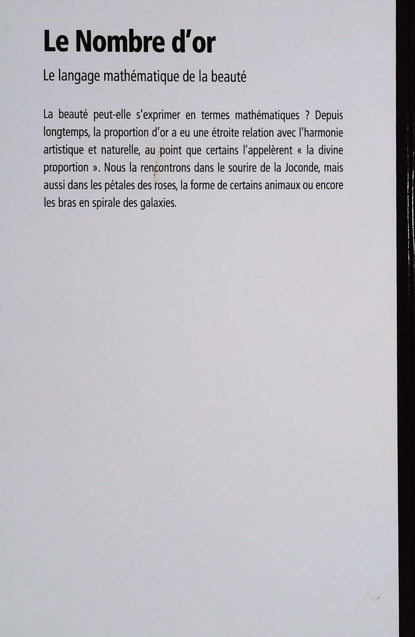 Livre Le nombre d'or : Le langage mathématique de la beauté - Collectif (Livre d'occasion) - ISBN...