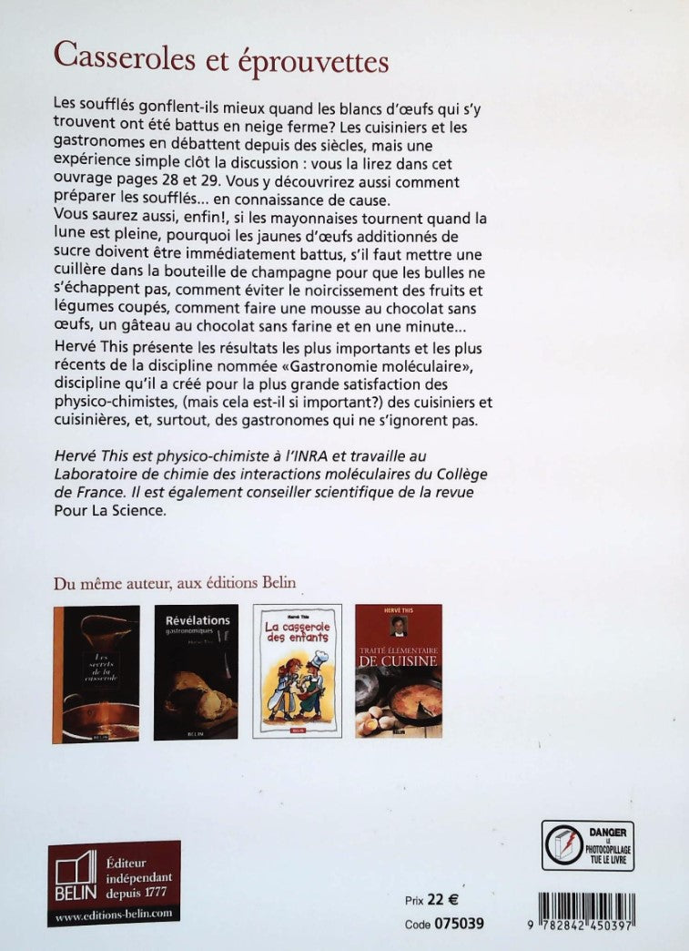 Livre Casseroles et éprouvettes - Hervé This (Livre d'occasion) - ISBN 2842450396