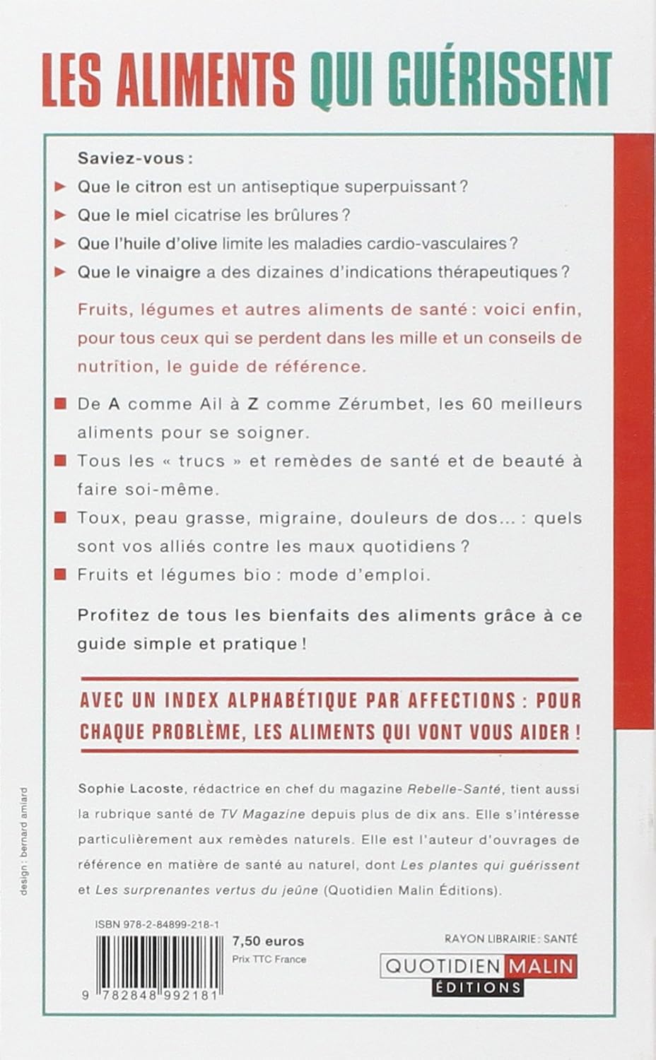 Livre Les aliments qui guérissent: Légumes et fruits : De vrais médicaments - Sophie Lacoste (Liv...