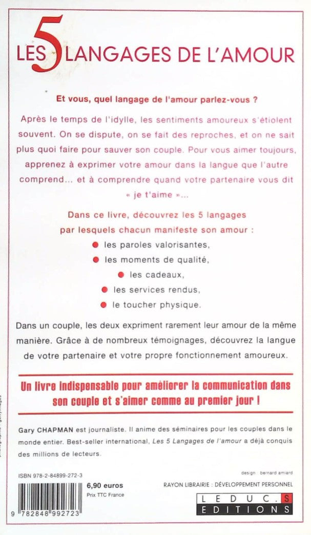 Livre Les cinq languages de l'amour : Comment se parler d'amour dans la même langue - Gary Chapma...