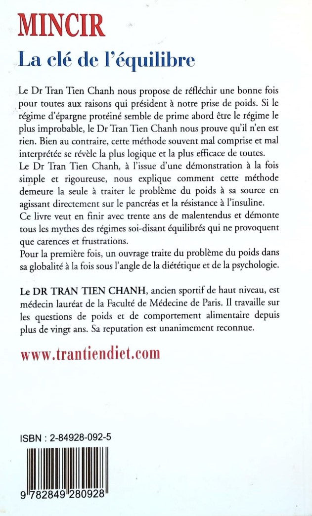 Livre Mincir : La clé de l'équilibre (Dr. Tran Tien Chanh) (Livre neuf) - ISBN 2849280925