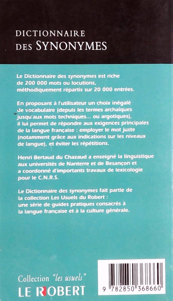 Livre Dictionnaire des synonymes - Le Robert (Livre d'occasion) - ISBN 2850368660