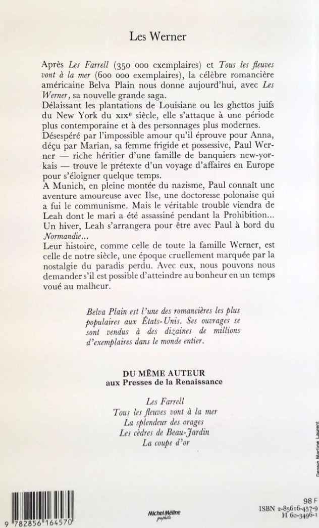 Livre Les Werner - Belva Plain (Livre d'occasion) - ISBN 2856164579
